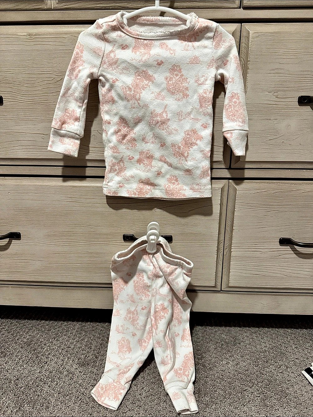 Janie and Jack Floral Matching Set Pajamas Baby 6-12M Like New Snug Fit